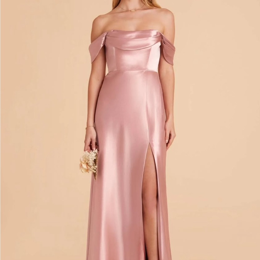 Birdy Grey Strapless Satin Dress in Blush